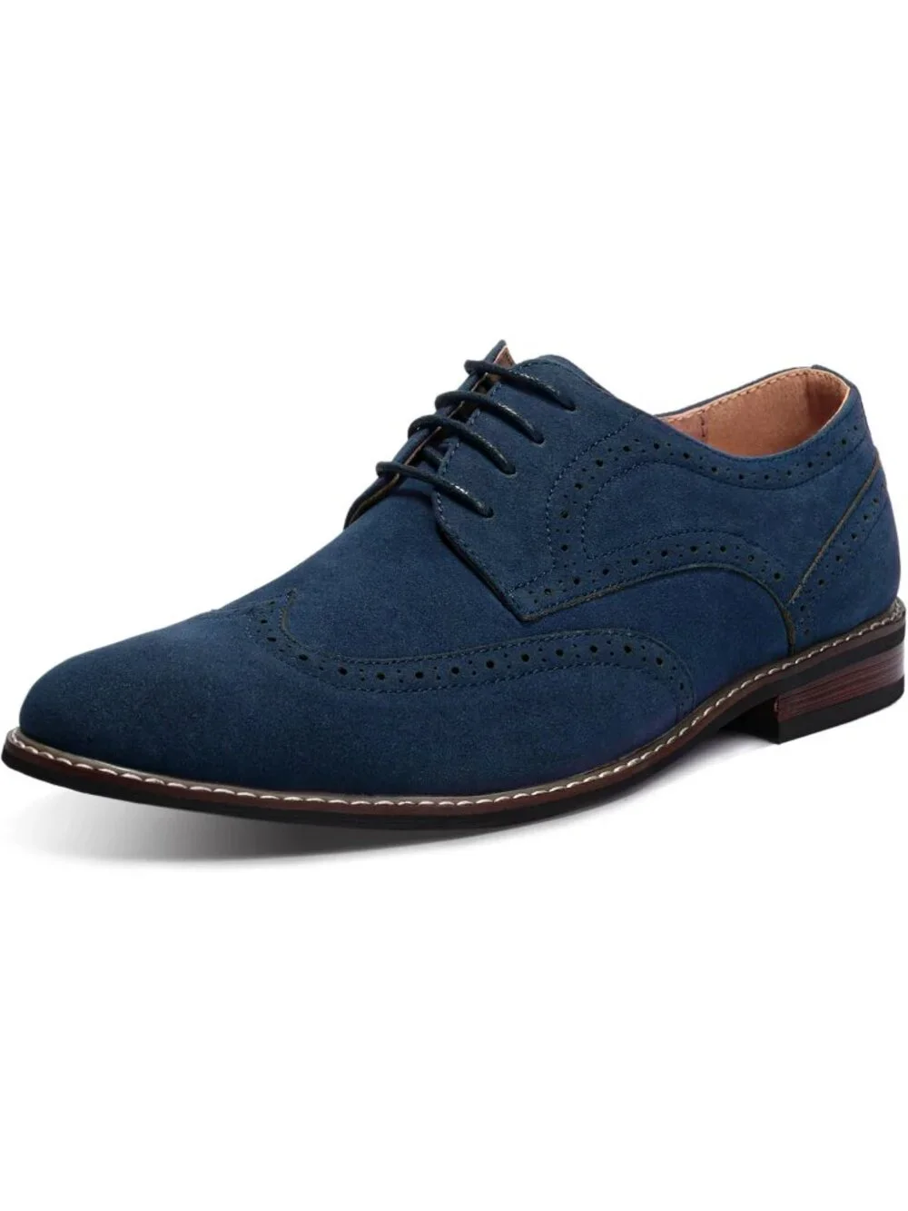 Men's Navy Suede Cap Toe Wedding Work Wear Office Business Oxford Dress Shoes